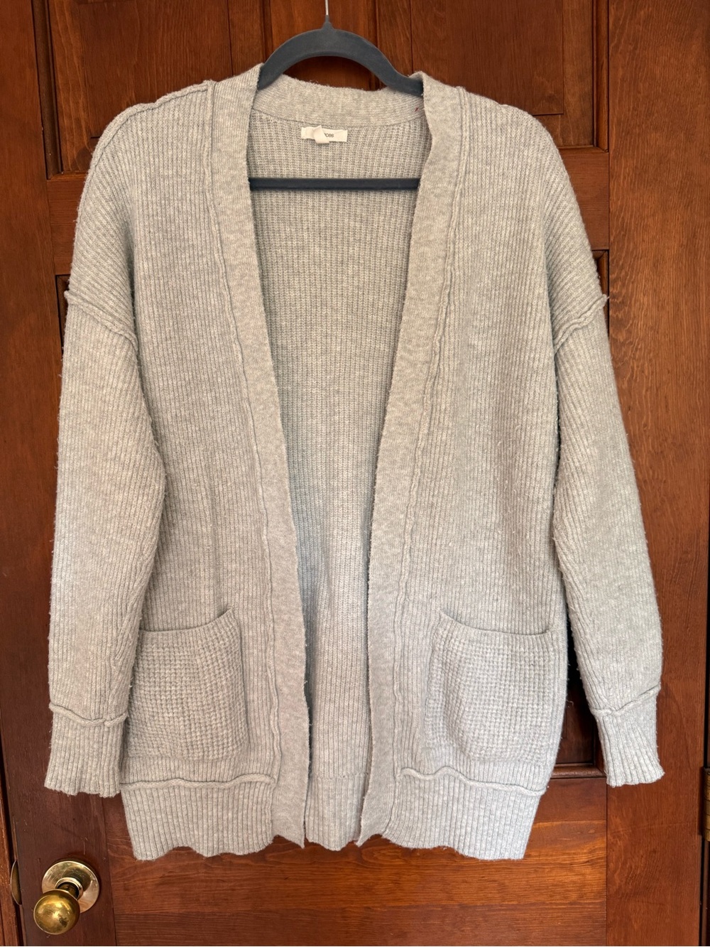 Maurices Gray Open Front Long Cardigan Sweater Large Pockets